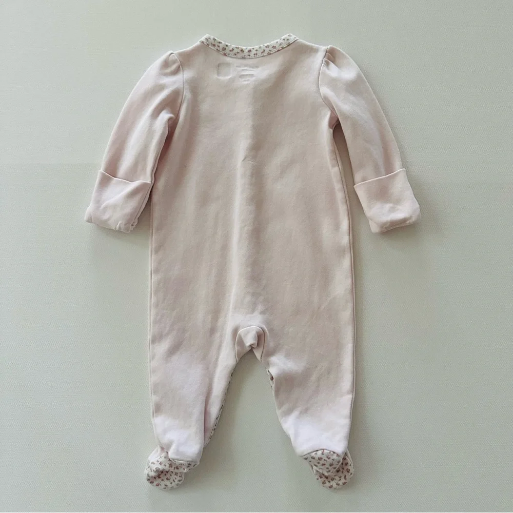 Ralph Lauren 3 Months Baby Girl Pink Footie Floral Trim One Piece